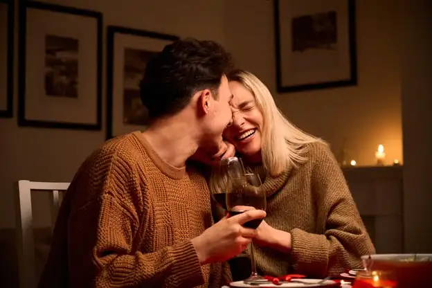 Couple laughin