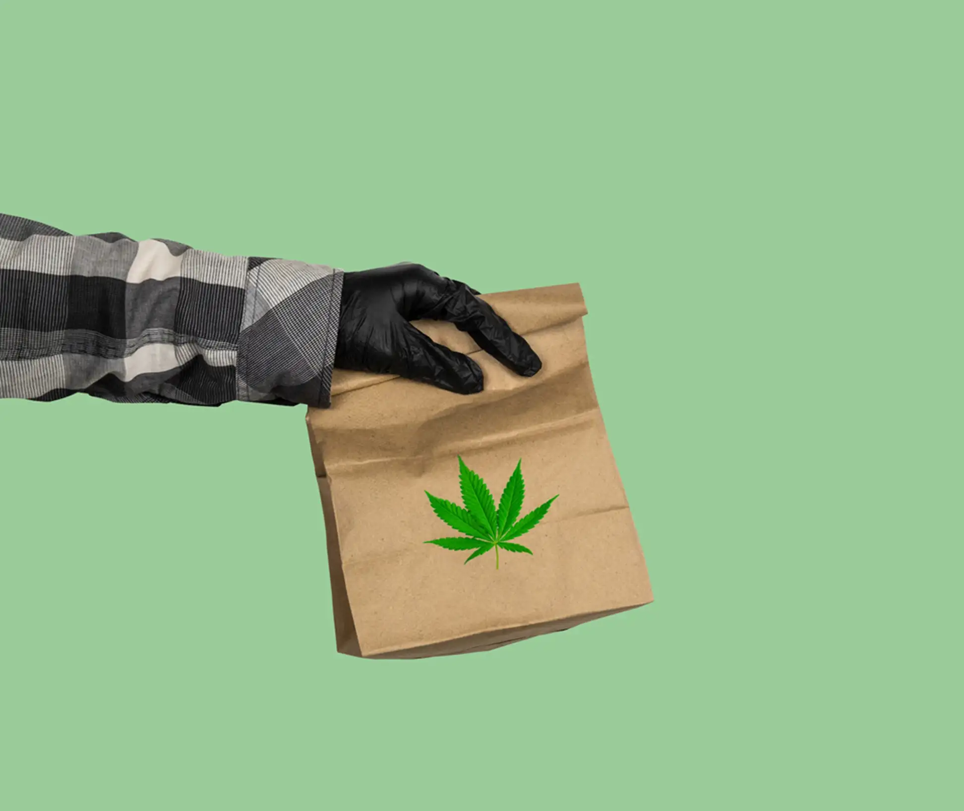 paper bag with a cannabis leaf