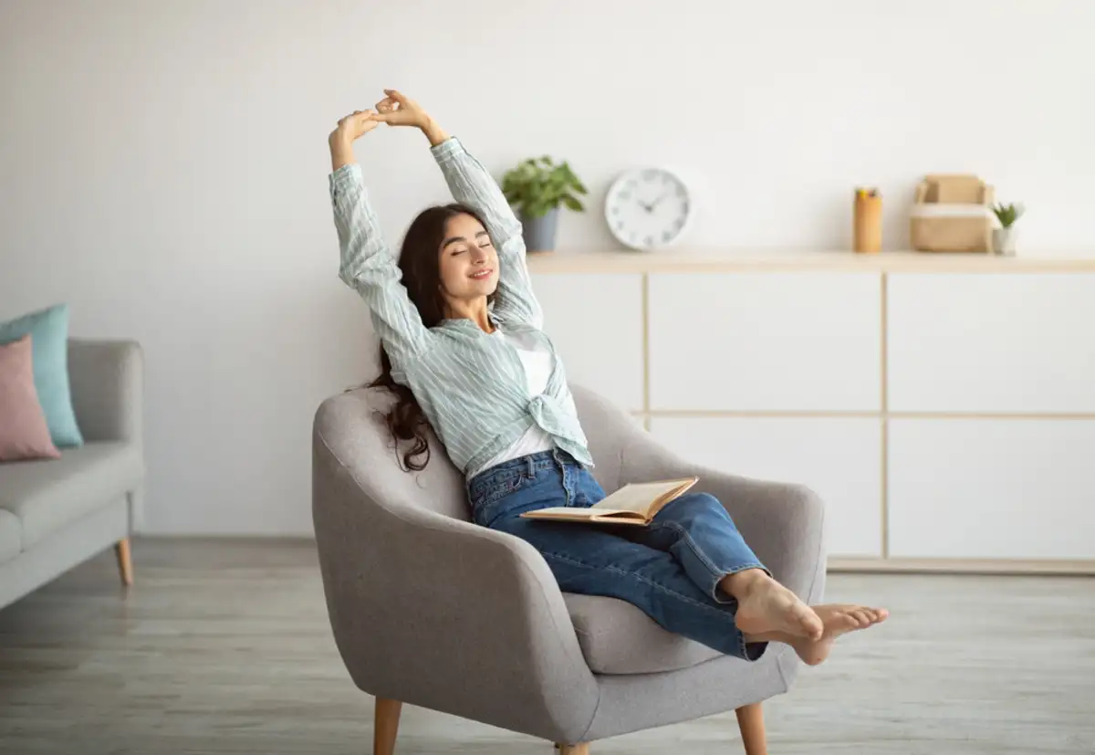 woman relaxing in a chair