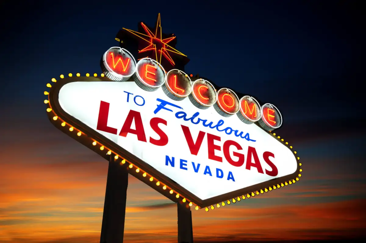 Las Vegas sign in sunset