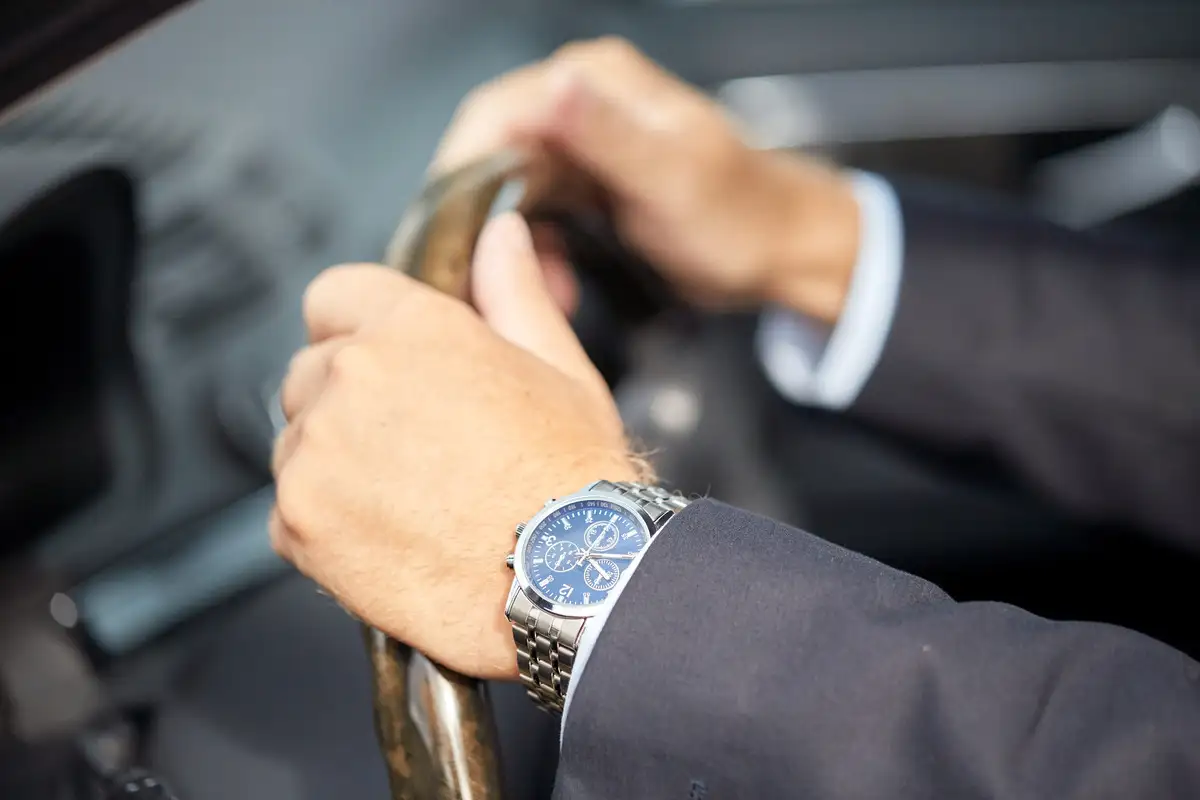 Man driving his car