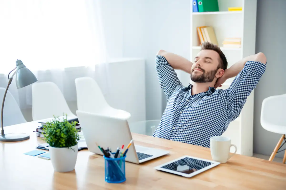Man relaxing on work