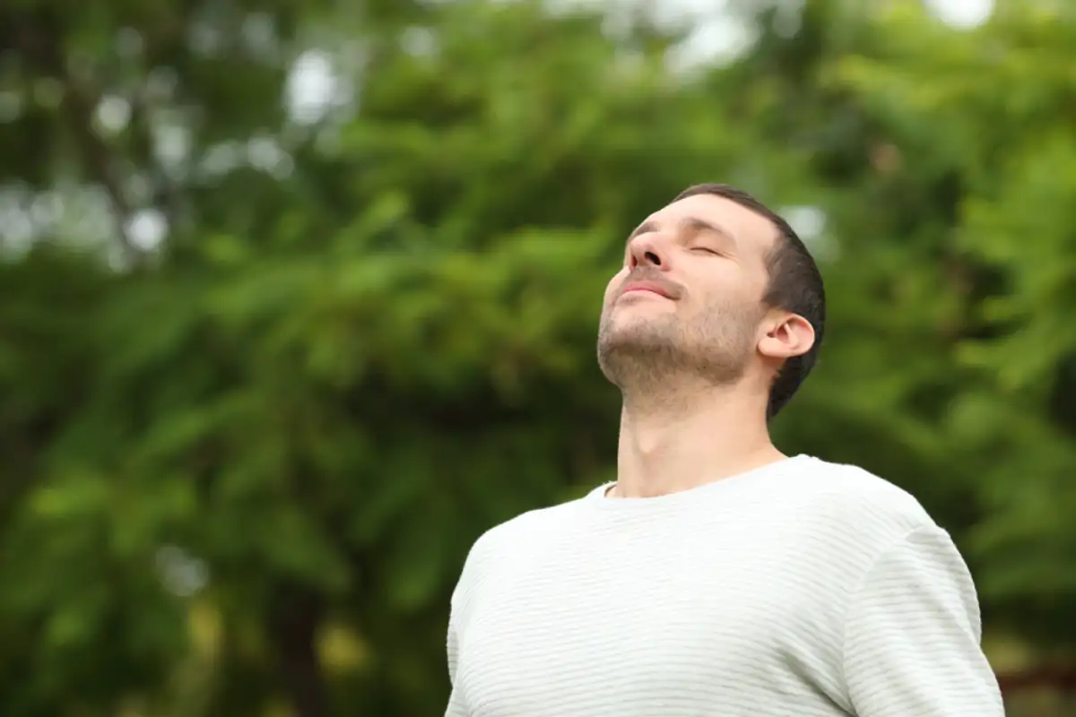 Man relaxing outside