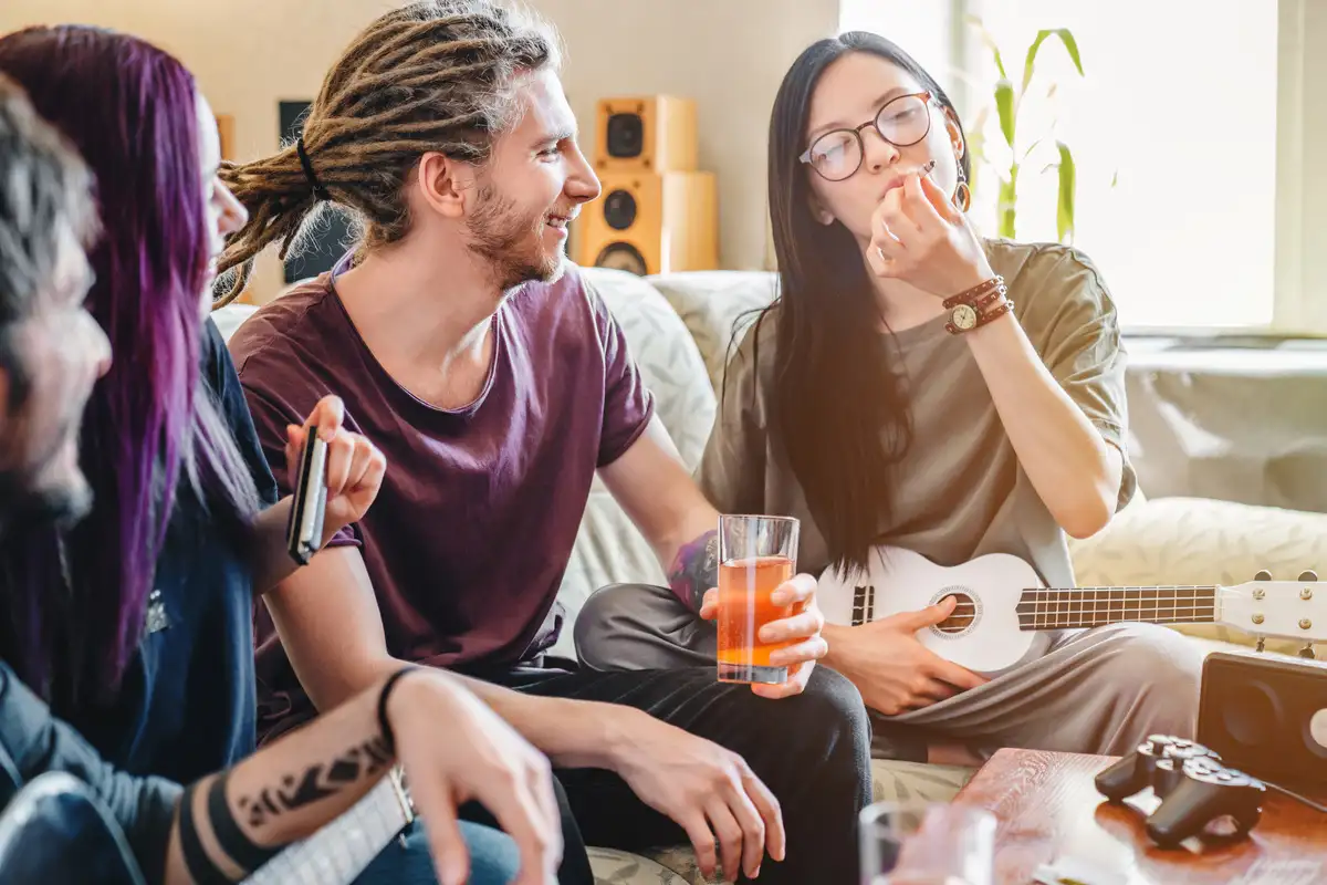 Young female smoking joint