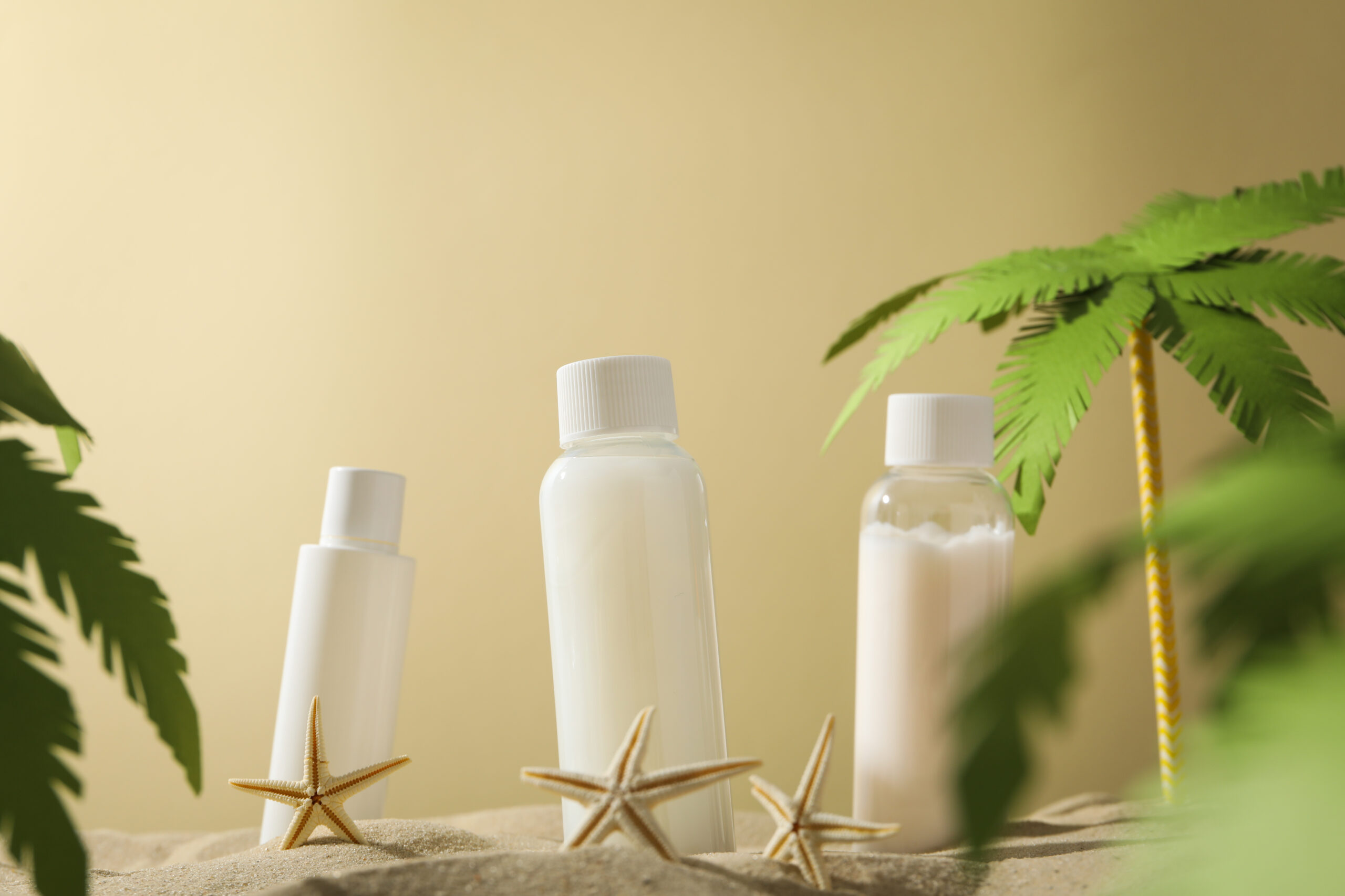 Concept of summer vacation skin care accessories