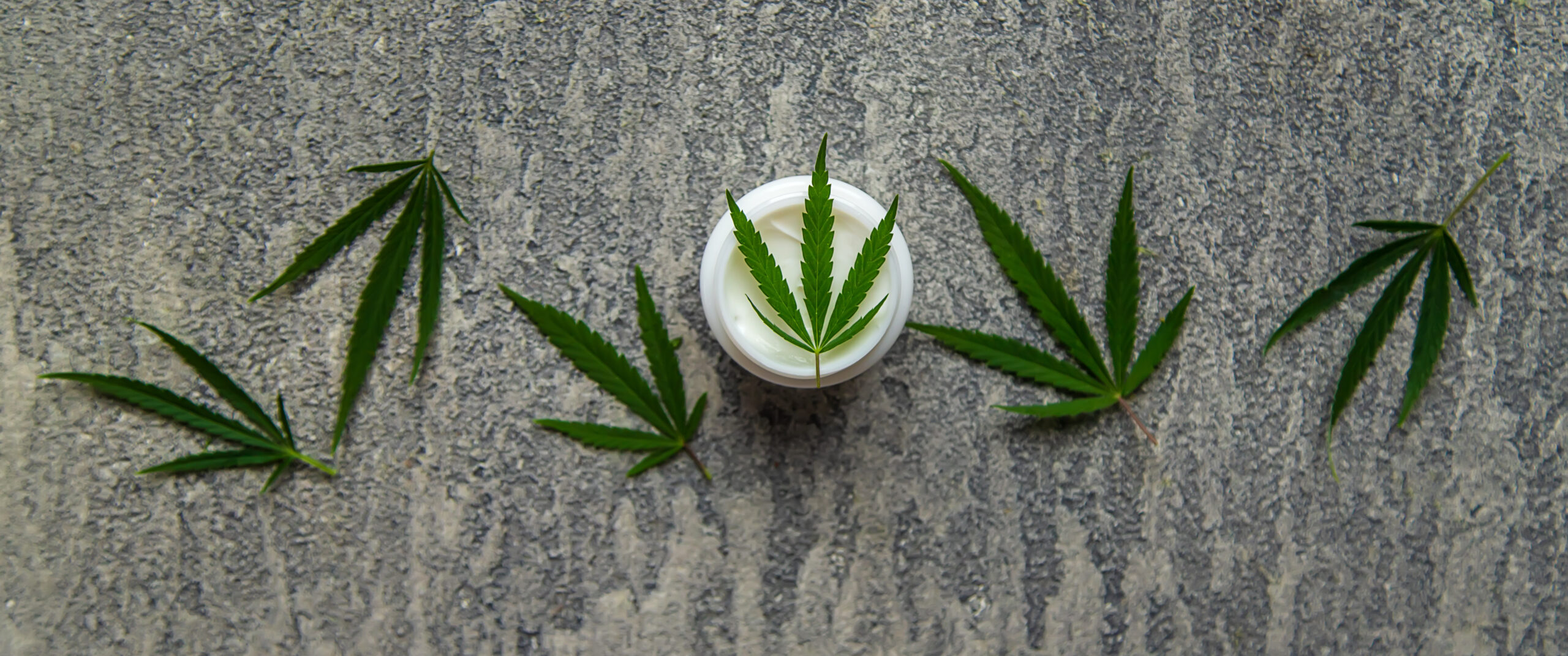 Cosmetics with cannabis extract natural. Selective focus.